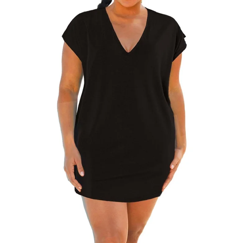 Plus Size Jersey Cut Out Cover Up Dress In Black