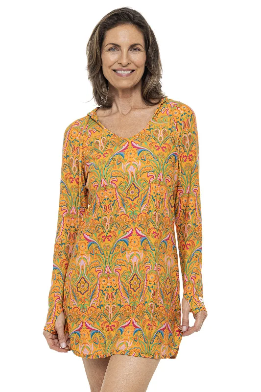 Women's Seacoast Swim Cover-Up Dress | Apricot Crush MOSAIC GARDEN